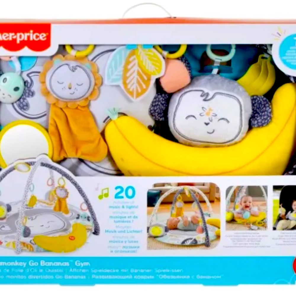 Fisher-Price Snugamonkey Go Bananas Baby Gym/Activity Play Mat w/ Music & Lights